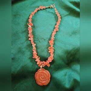 Elegant Cherry Quartz Flower Necklace